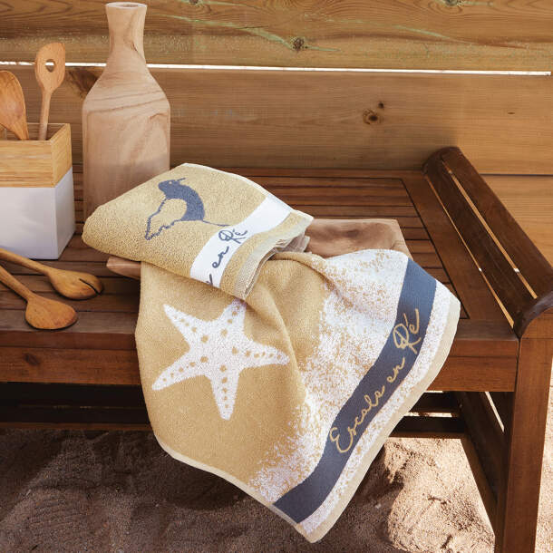 2 essuie-mains Escale en Ré - Coton - Lot de 2 - 40cm x 40cm - Unique - Françoise Saget