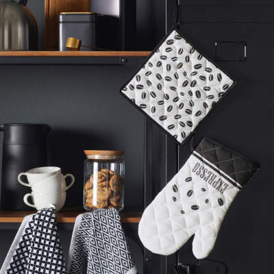 Set Gant de cuisine et Manique en Coton aspect cuir - Torchons, gants , maniques - Décomania
