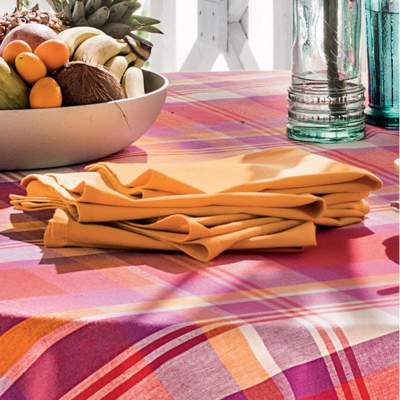 Serviettes de table en tissu – Coeurs et Pois – Bleu, Orange et Blanc -  Tout simplement Fred