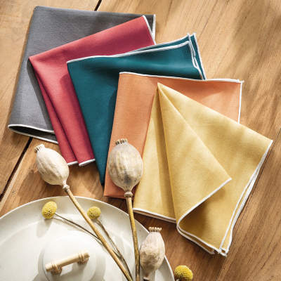 Serviette de Table,12 pièces serviettes blanches coton tissu