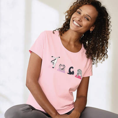 Yoga chat - T-shirt manches courtes